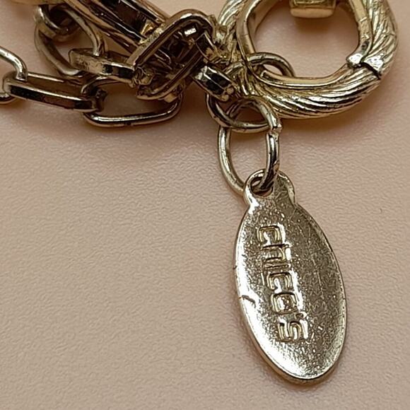 Chico's Gold Tone Chain Turquoise Pendant Necklace, Lucite Gold Accents, 22 Inch - Picture 7 of 9